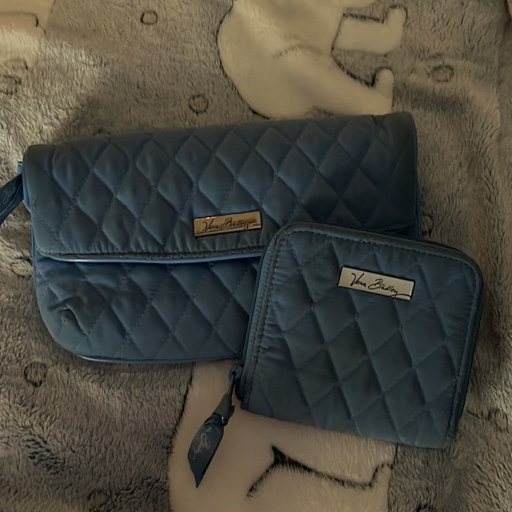 Vera Bradley light blue wallet and purse duo